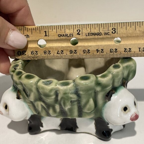 VTG Ceramic PANDA BEAR Planter Bamboo Holder Pot Fisherman's Fortune Majolica - Picture 8 of 8